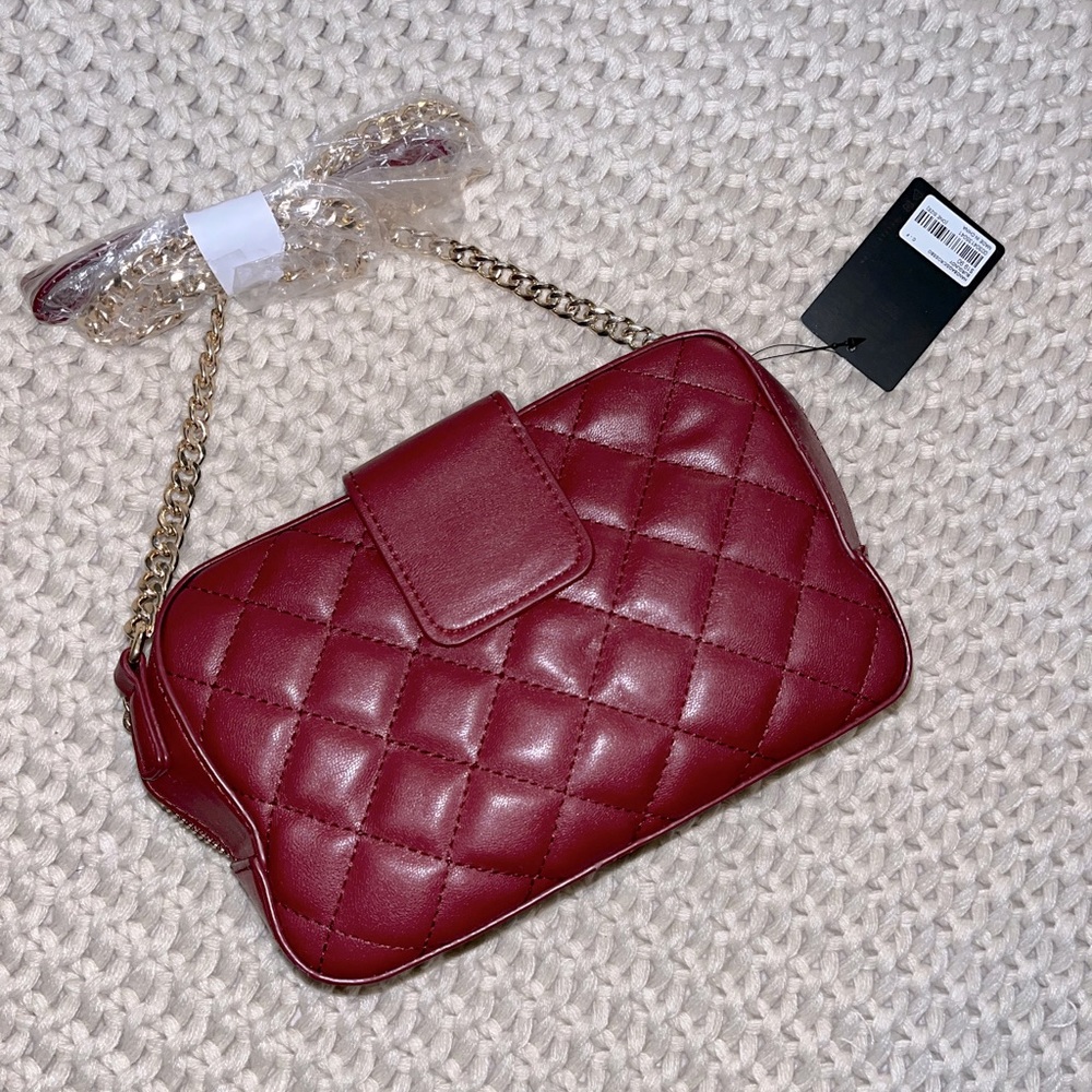 Red quilted purse